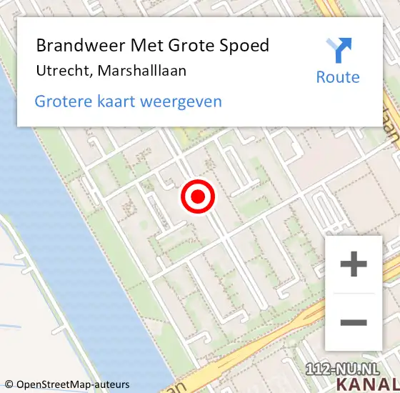 Locatie op kaart van de 112 melding: Brandweer Met Grote Spoed Naar Utrecht, Marshalllaan op 28 mei 2017 23:55