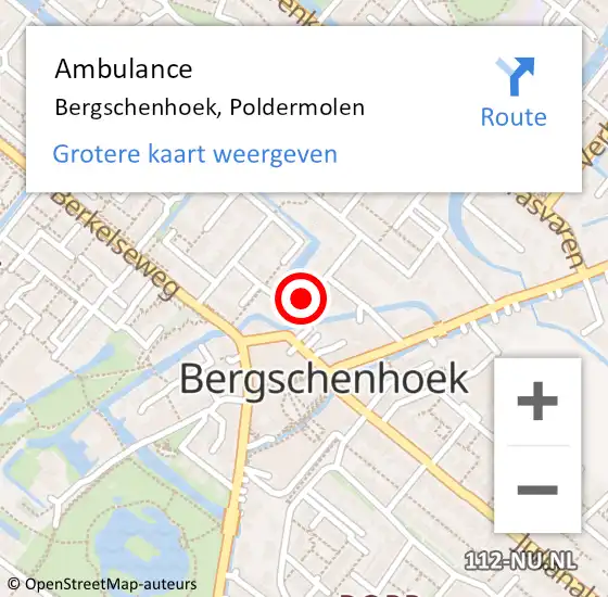 Locatie op kaart van de 112 melding: Ambulance Bergschenhoek, Poldermolen op 29 mei 2017 08:25