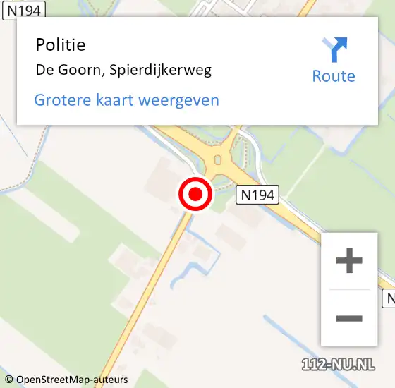 Locatie op kaart van de 112 melding: Politie De Goorn, Spierdijkerweg op 29 mei 2017 09:19