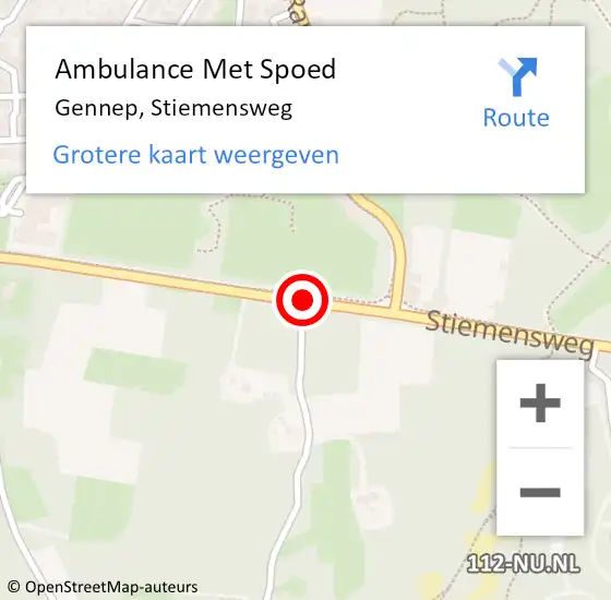 Locatie op kaart van de 112 melding: Ambulance Met Spoed Naar Gennep, Stiemensweg op 29 mei 2017 18:13