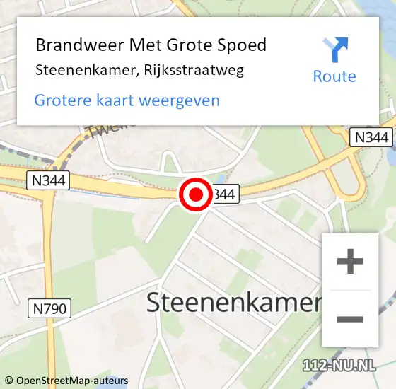 Locatie op kaart van de 112 melding: Brandweer Met Grote Spoed Naar Steenenkamer, Rijksstraatweg op 22 januari 2014 07:51