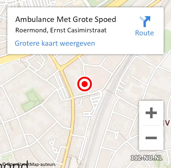 Locatie op kaart van de 112 melding: Ambulance Met Grote Spoed Naar Roermond, Ernst Casimirstraat op 29 mei 2017 20:48