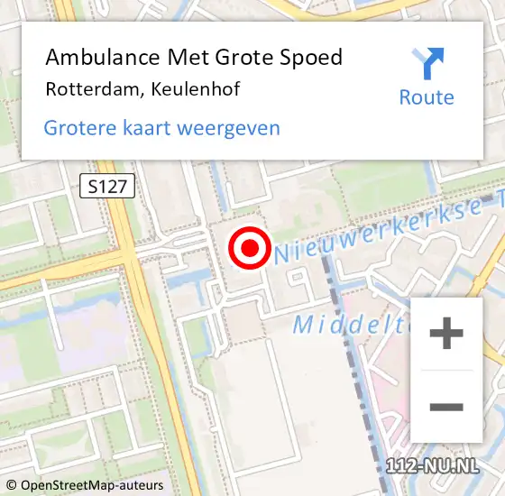 Locatie op kaart van de 112 melding: Ambulance Met Grote Spoed Naar Rotterdam, Keulenhof op 29 mei 2017 22:55