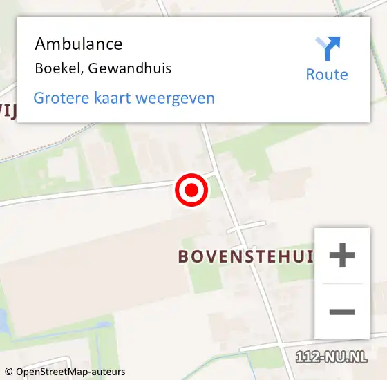 Locatie op kaart van de 112 melding: Ambulance Boekel, Gewandhuis op 30 mei 2017 10:41