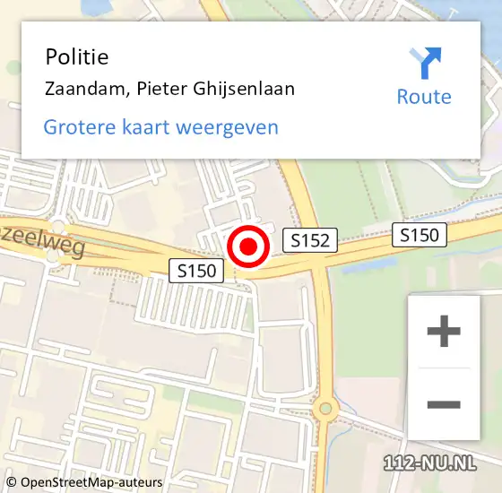 Locatie op kaart van de 112 melding: Politie Zaandam, Pieter Ghijsenlaan op 30 mei 2017 11:28