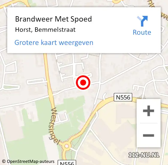 Locatie op kaart van de 112 melding: Brandweer Met Spoed Naar Horst, Bemmelstraat op 30 mei 2017 12:08