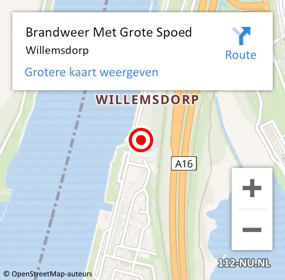 Locatie op kaart van de 112 melding: Brandweer Met Grote Spoed Naar Willemsdorp op 30 mei 2017 14:08