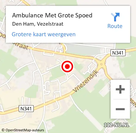 Locatie op kaart van de 112 melding: Ambulance Met Grote Spoed Naar Den Ham, Vezelstraat op 30 mei 2017 20:02