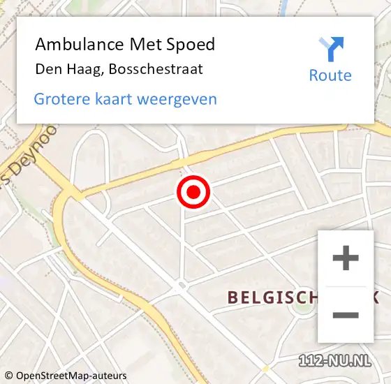 Locatie op kaart van de 112 melding: Ambulance Met Spoed Naar Den Haag, Bosschestraat op 30 mei 2017 23:02