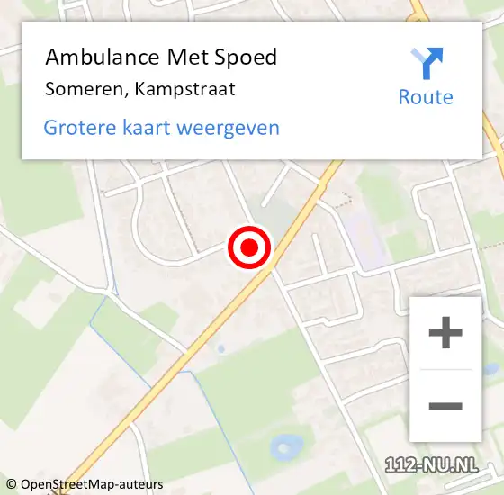 Locatie op kaart van de 112 melding: Ambulance Met Spoed Naar Someren, Kampstraat op 31 mei 2017 07:33