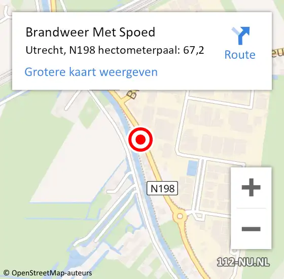 Locatie op kaart van de 112 melding: Brandweer Met Spoed Naar Utrecht, N198 hectometerpaal: 67,2 op 31 mei 2017 12:02
