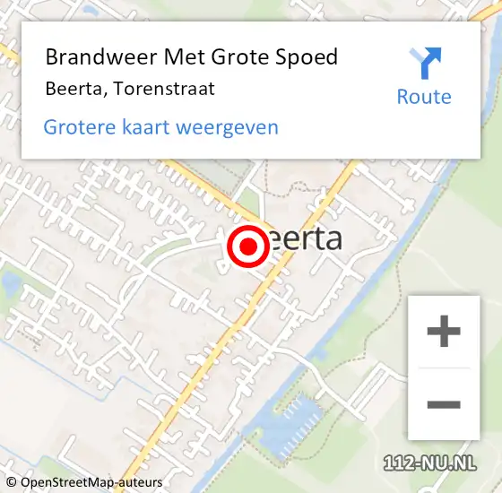 Locatie op kaart van de 112 melding: Brandweer Met Grote Spoed Naar Beerta, Torenstraat op 31 mei 2017 12:20