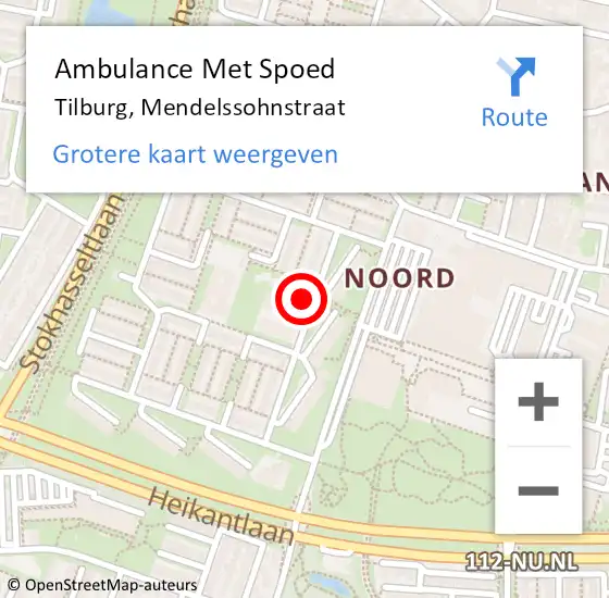 Locatie op kaart van de 112 melding: Ambulance Met Spoed Naar Tilburg, Mendelssohnstraat op 22 januari 2014 11:06