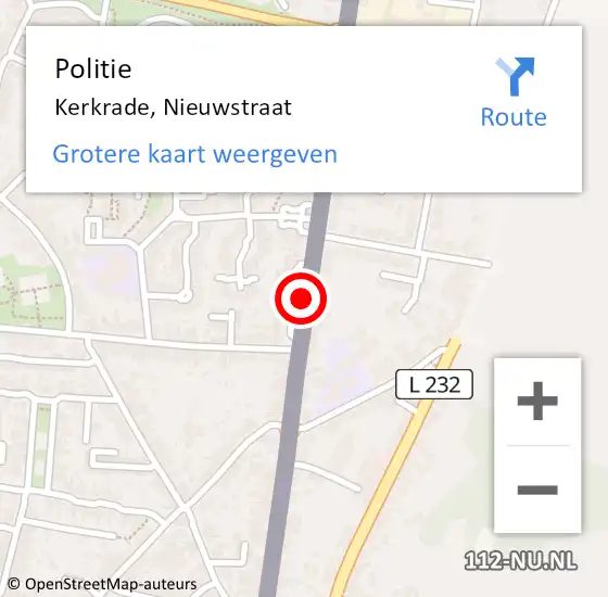 Locatie op kaart van de 112 melding: Politie Kerkrade, Nieuwstraat op 31 mei 2017 16:18