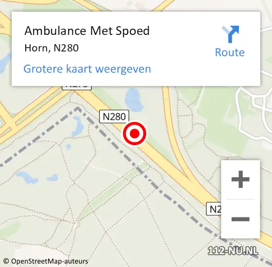 Locatie op kaart van de 112 melding: Ambulance Met Spoed Naar Horn, N280 op 31 mei 2017 17:54