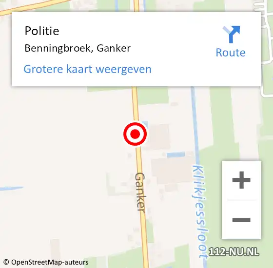 Locatie op kaart van de 112 melding: Politie Benningbroek, Ganker op 31 mei 2017 22:34