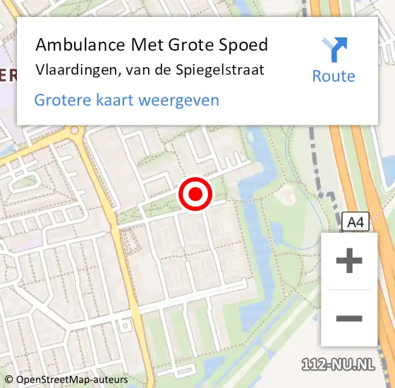 Locatie op kaart van de 112 melding: Ambulance Met Grote Spoed Naar Vlaardingen, Van De Spiegelstraat op 1 juni 2017 17:22