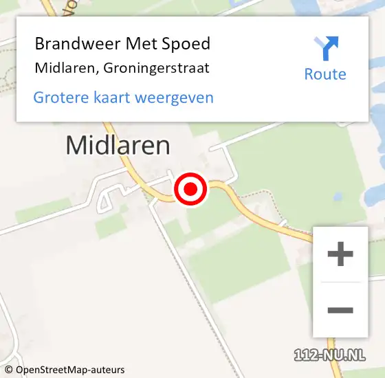 Locatie op kaart van de 112 melding: Brandweer Met Spoed Naar Midlaren, Groningerstraat op 1 juni 2017 17:32