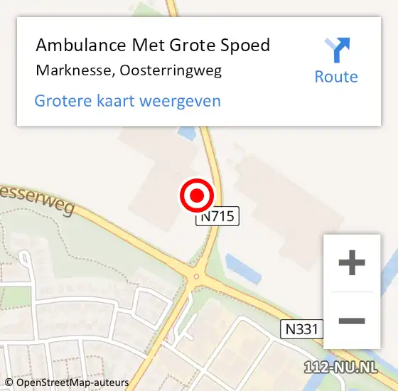 Locatie op kaart van de 112 melding: Ambulance Met Grote Spoed Naar Marknesse, Oosterringweg op 1 juni 2017 19:19