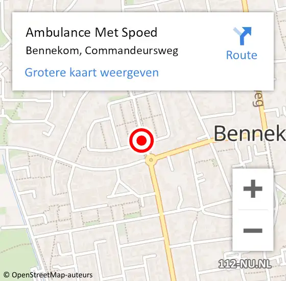 Locatie op kaart van de 112 melding: Ambulance Met Spoed Naar Bennekom, Commandeursweg op 1 juni 2017 19:39