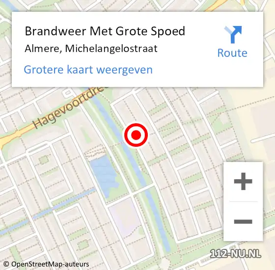 Locatie op kaart van de 112 melding: Brandweer Met Grote Spoed Naar Almere, Michelangelostraat op 1 juni 2017 22:03
