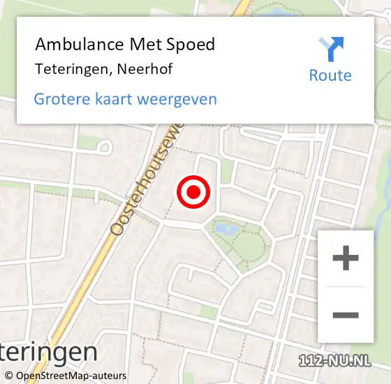 Locatie op kaart van de 112 melding: Ambulance Met Spoed Naar Teteringen, Neerhof op 2 juni 2017 03:21