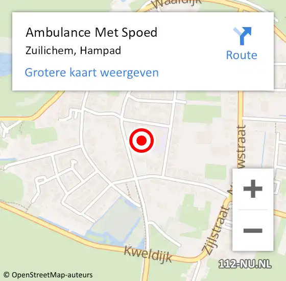 Locatie op kaart van de 112 melding: Ambulance Met Spoed Naar Zuilichem, Hampad op 2 juni 2017 04:46