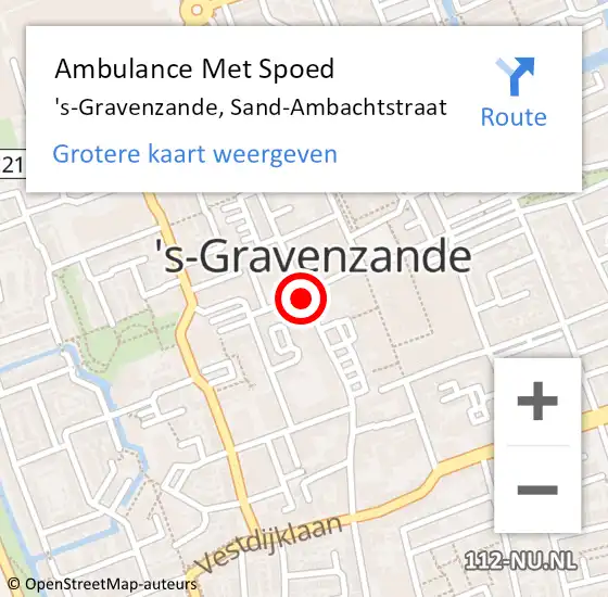 Locatie op kaart van de 112 melding: Ambulance Met Spoed Naar 's-Gravenzande, Sand-Ambachtstraat op 2 juni 2017 12:43