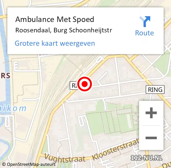 Locatie op kaart van de 112 melding: Ambulance Met Spoed Naar Roosendaal, Burg Schoonheijtstr op 2 juni 2017 14:49