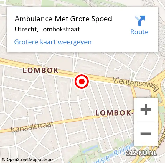 Locatie op kaart van de 112 melding: Ambulance Met Grote Spoed Naar Utrecht, Lombokstraat op 2 juni 2017 15:15
