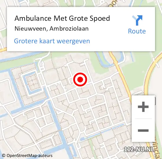 Locatie op kaart van de 112 melding: Ambulance Met Grote Spoed Naar Nieuwveen, Ambroziolaan op 2 juni 2017 17:42