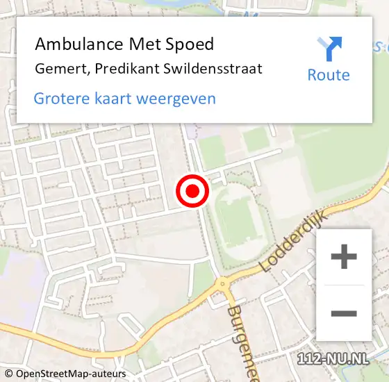 Locatie op kaart van de 112 melding: Ambulance Met Spoed Naar Gemert, Predikant Swildensstraat op 2 juni 2017 19:50