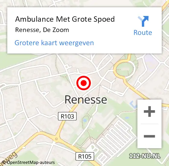 Locatie op kaart van de 112 melding: Ambulance Met Grote Spoed Naar Renesse, De Zoom op 3 juni 2017 03:02