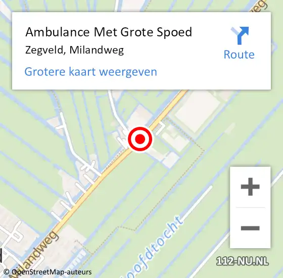 Locatie op kaart van de 112 melding: Ambulance Met Grote Spoed Naar Zegveld, Milandweg op 3 juni 2017 09:54