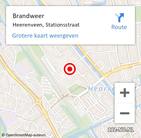 Locatie op kaart van de 112 melding: Brandweer Heerenveen, Stationsstraat op 3 juni 2017 10:54