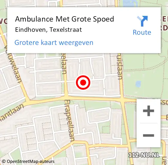 Locatie op kaart van de 112 melding: Ambulance Met Grote Spoed Naar Eindhoven, Texelstraat op 3 juni 2017 12:37