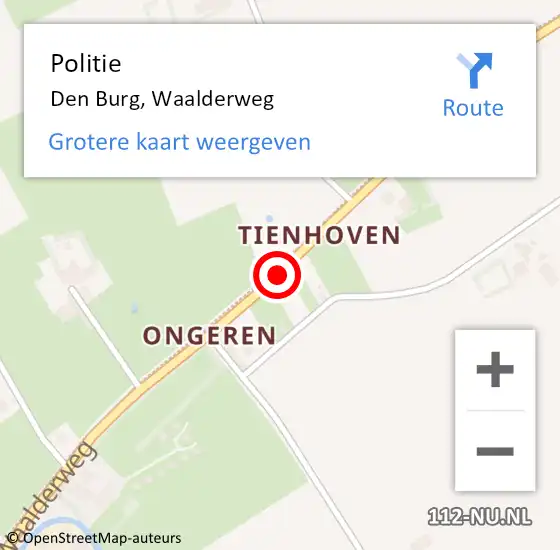 Locatie op kaart van de 112 melding: Politie Den Burg, Waalderweg op 3 juni 2017 12:43