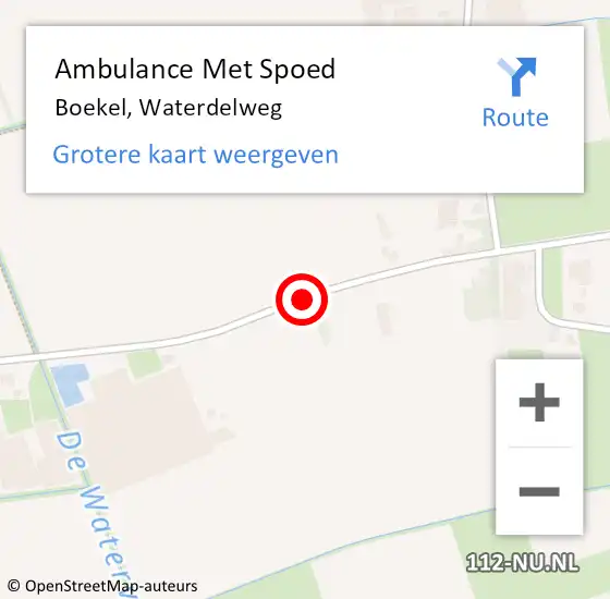 Locatie op kaart van de 112 melding: Ambulance Met Spoed Naar Boekel, Waterdelweg op 3 juni 2017 16:07