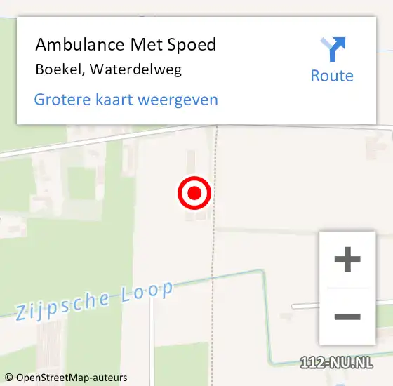 Locatie op kaart van de 112 melding: Ambulance Met Spoed Naar Boekel, Waterdelweg op 3 juni 2017 16:24