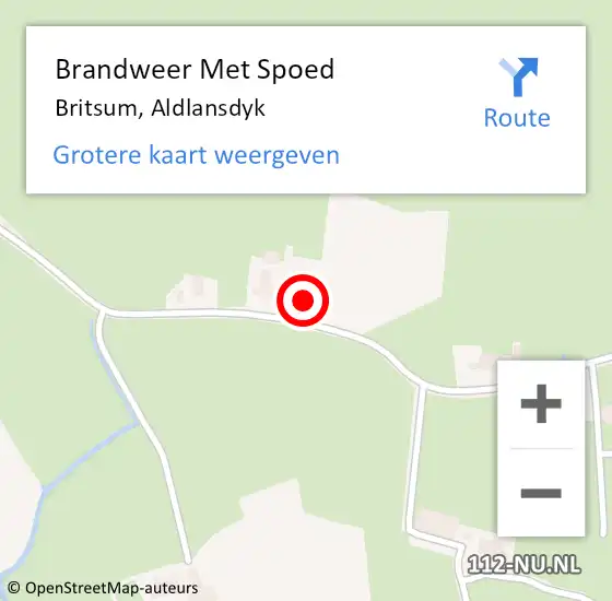 Locatie op kaart van de 112 melding: Brandweer Met Spoed Naar Britsum, Aldlansdyk op 3 juni 2017 17:56