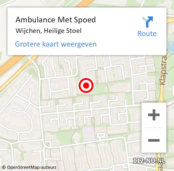 Locatie op kaart van de 112 melding: Ambulance Met Spoed Naar Wijchen, Heilige Stoel op 3 juni 2017 18:12