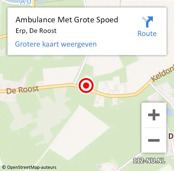 Locatie op kaart van de 112 melding: Ambulance Met Grote Spoed Naar Erp, De Roost op 3 juni 2017 19:00