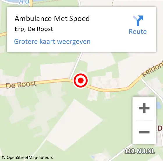 Locatie op kaart van de 112 melding: Ambulance Met Spoed Naar Erp, De Roost op 3 juni 2017 20:36