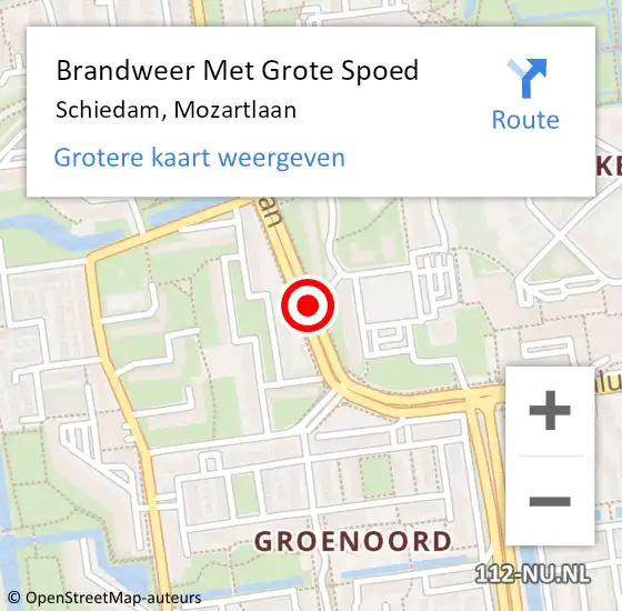 Locatie op kaart van de 112 melding: Brandweer Met Grote Spoed Naar Schiedam, Mozartlaan op 4 juni 2017 00:48