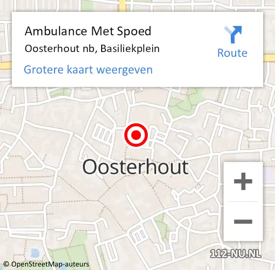 Locatie op kaart van de 112 melding: Ambulance Met Spoed Naar Oosterhout nb, Basiliekplein op 4 juni 2017 03:17