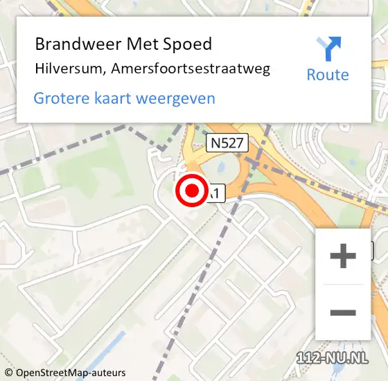 Locatie op kaart van de 112 melding: Brandweer Met Spoed Naar Hilversum, Amersfoortsestraatweg op 4 juni 2017 15:03