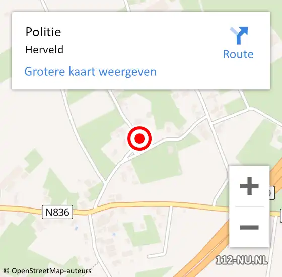 Locatie op kaart van de 112 melding: Politie Herveld op 4 juni 2017 16:33