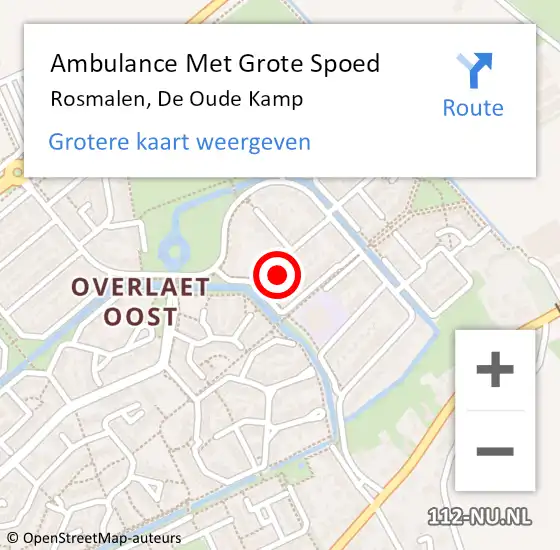 Locatie op kaart van de 112 melding: Ambulance Met Grote Spoed Naar Rosmalen, De Oude Kamp op 4 juni 2017 17:54