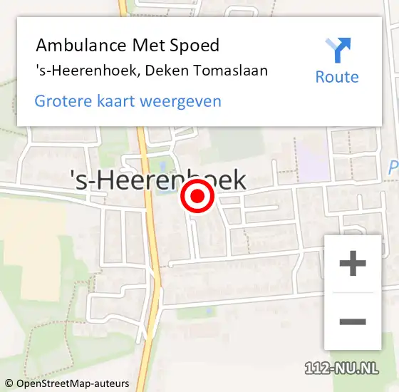 Locatie op kaart van de 112 melding: Ambulance Met Spoed Naar 's-Heerenhoek, Deken Tomaslaan op 4 juni 2017 20:17