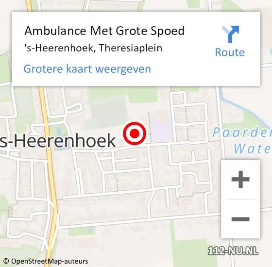 Locatie op kaart van de 112 melding: Ambulance Met Grote Spoed Naar 's-Heerenhoek, Theresiaplein op 5 juni 2017 03:23